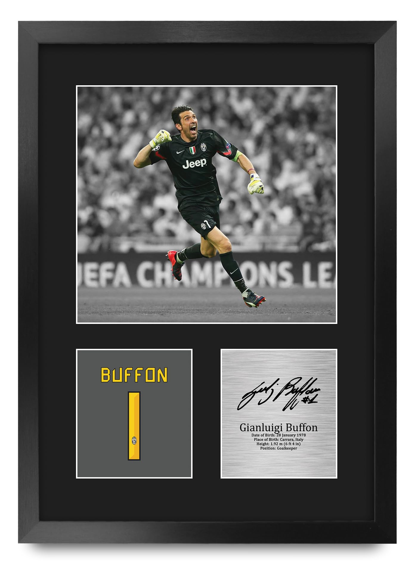 HWC Trading Gianluigi Buffon Juventus Gifts Printed Signed Autograph Picture for Soccer Fans and Supporters - 16" x 12" Portrait Framed