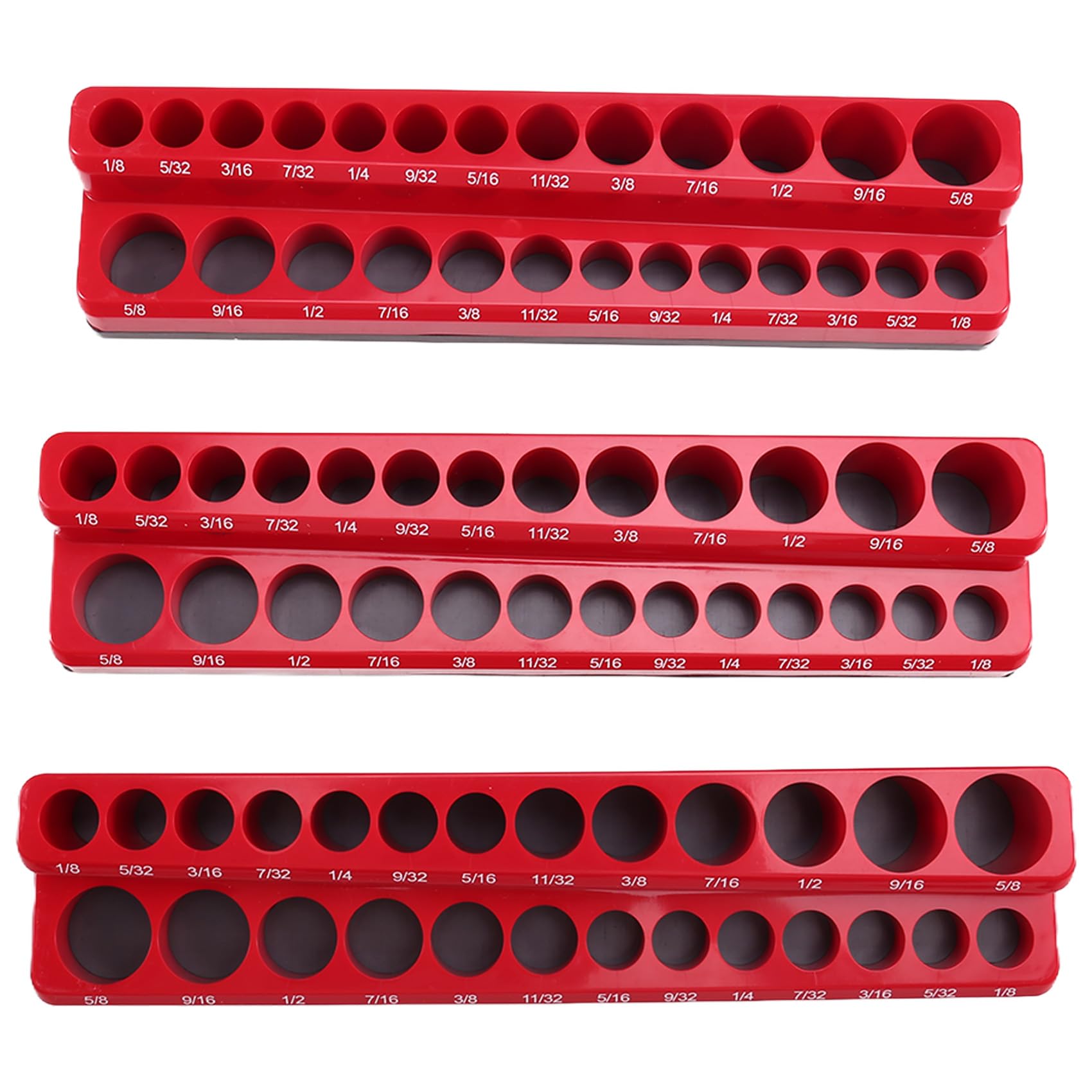 Vjsujehgy Professional Magnetic Socket Holder 3PCS 1/4" Inch Drive Metric/Storage Organizer Installation Tool Kit Red