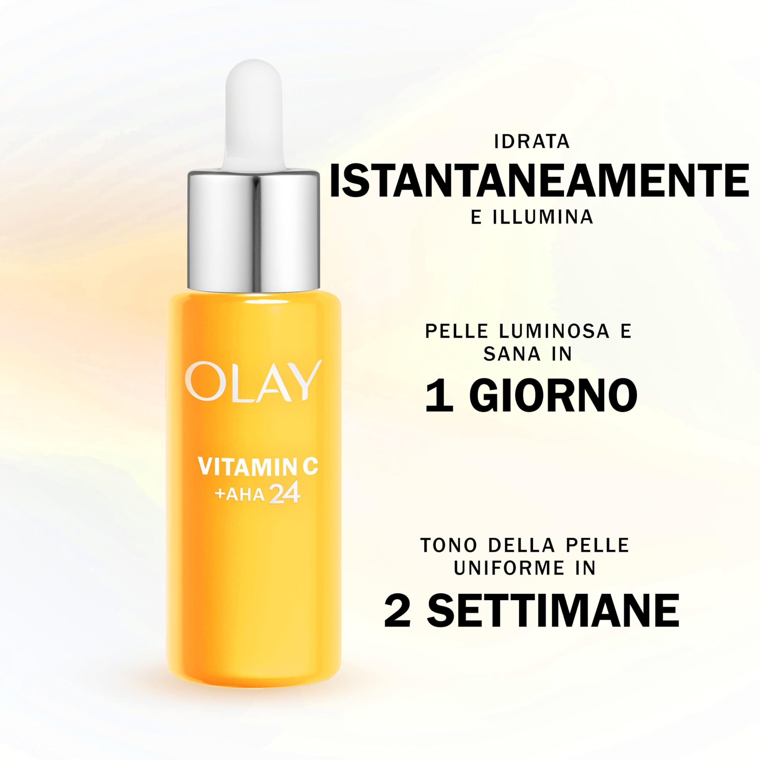 Olay Siero Vitamina C, AHA e Niacinamide, Anti-Macchie, Uniforma e Idrata, Non Unge, 40ml