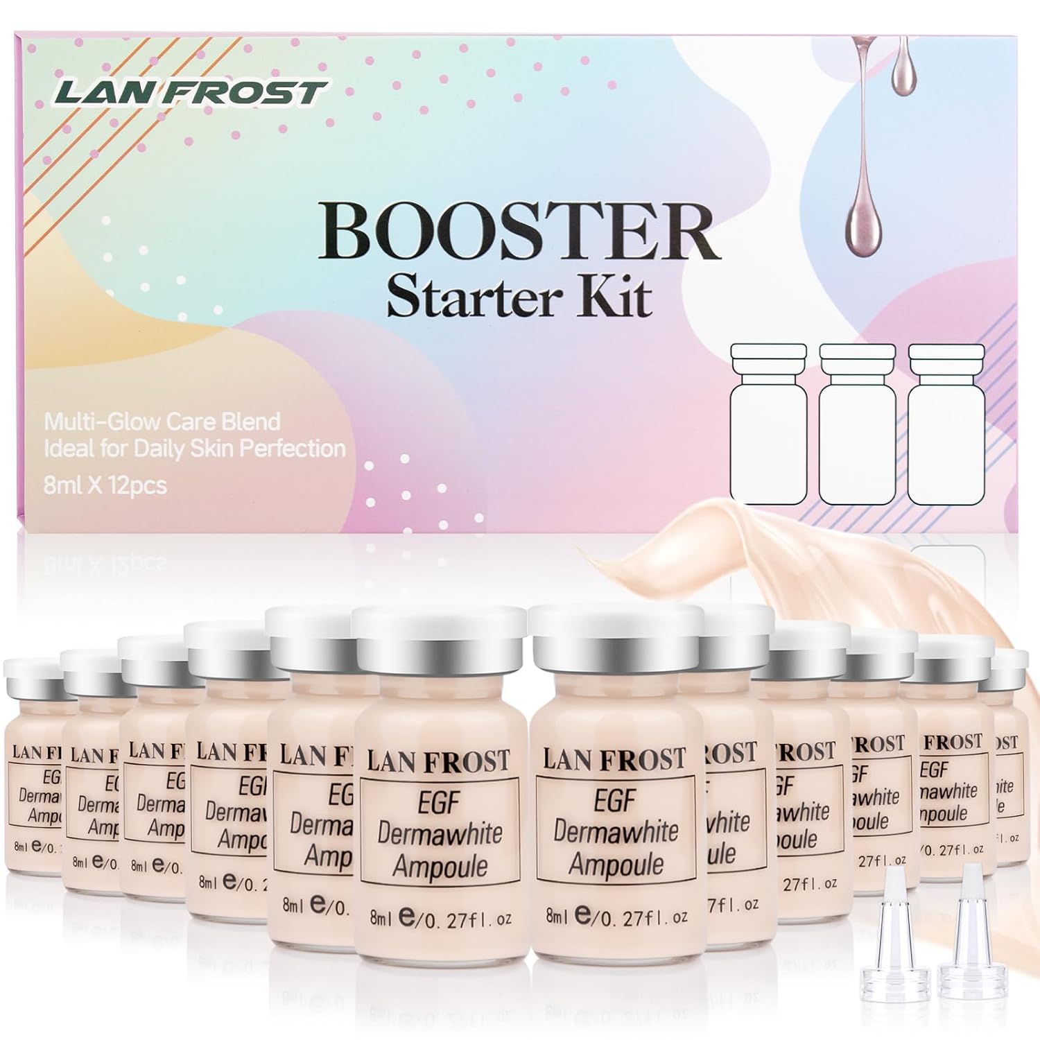 BB Pigment Serum Starter Kit Hyaluronic Acid Essence Foundation BB Facial Skin Care Kit 0.27oz 12 Vials, Combined With Niacinamide and Peptides To Skin Tone Anti-Aging Glow Foundation #1