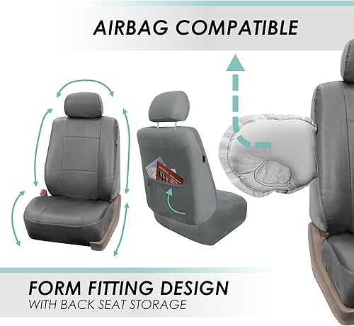 Miniatura 5 de Fundas para asiento de PU para carro de 3 filas FH Group FH-PU002 compatibles con airbag y división de asientos
