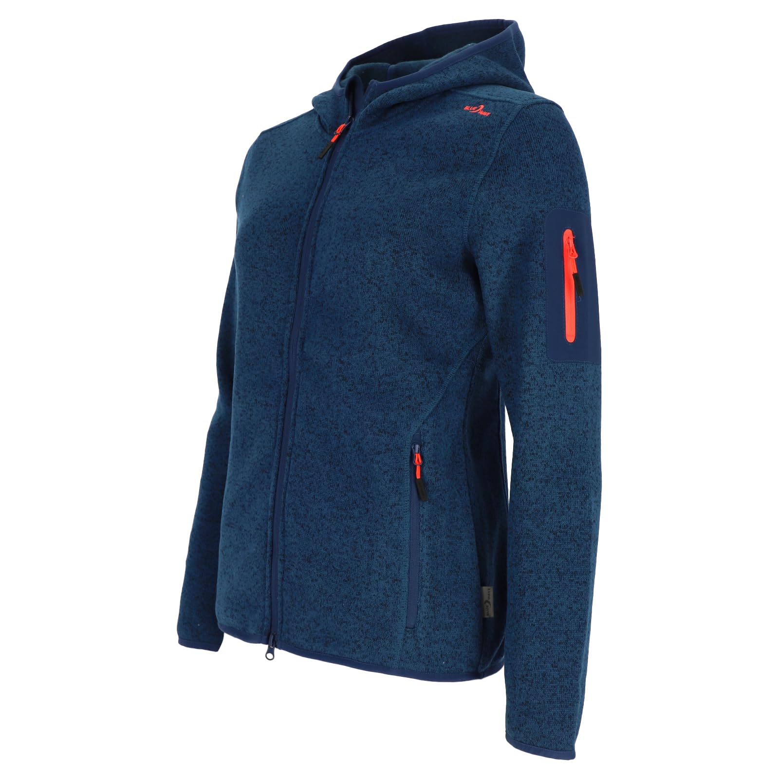 Blue Wave Damen Strickfleecejacke Lotte mit Kapuze - Fleecejacke in Strick- und Melange-Optik