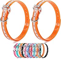 LuckinPET Reflective Waterproof Replacement Collar Strap for PetSafe, SportDOG, Garmin, Dogtra - 3/4" Adjustable TPU, Metal Buckle, Orange Pack of 2
