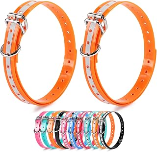 LuckinPET Reflective Waterproof Replacement Collar Strap for PetSafe, SportDOG, Garmin, Dogtra - 3/4" Adjustable TPU, Metal Buckle, Orange Pack of 2