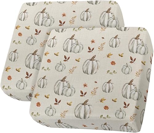 Fundas de cojín para sofá, fundas elásticas para sofá, diseño de calabaza dibujada a mano con hojas, funda protectora de muebles para perros y