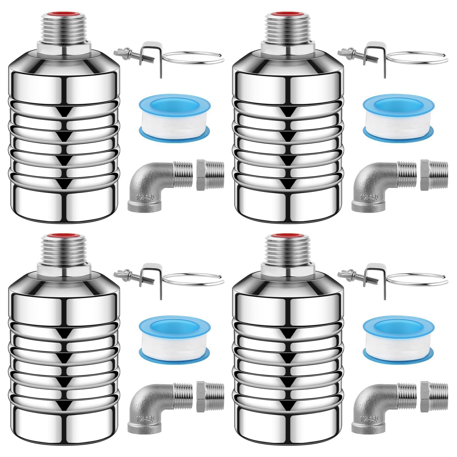4 válvulas flotantes de agua para tanque de agua, válvula flotante de acero inoxidable 304 de 1/2 a 3/4 pulgadas, sistema de agua automático Aquapulse, válvula de cierre de agua totalmente automática