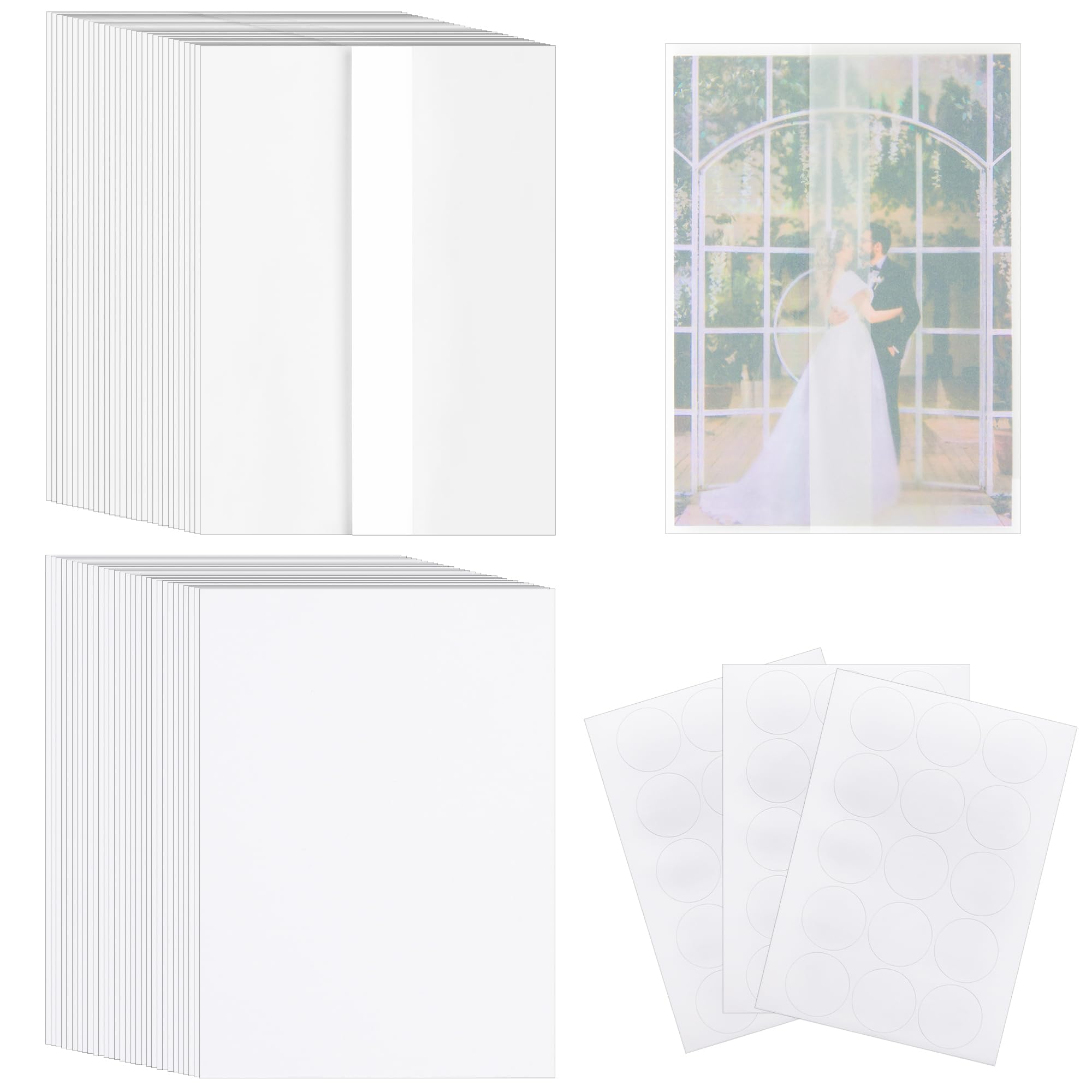 Vellum Jackets with 5''×7'' White Cards & Sealing Stickers 45 Sets