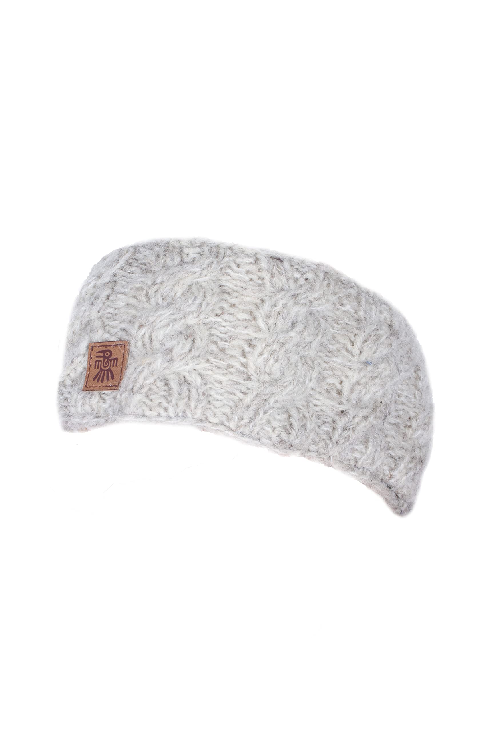 Pachamama Women Wool/Mohair Ear Warmer Headband Fleece Lined Handknitted Flecked Knit One-Size Handmade Fair Trade (Oatmeal)