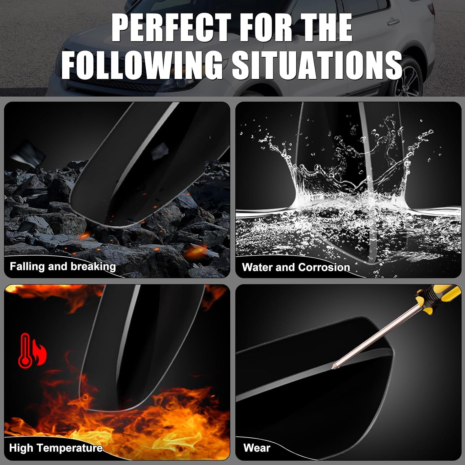 Glossy Black Replacement Mirror Cover Caps for 2024 2025 2026 Toyota Tacoma without Turn Signal Model, Directly Replace Style, Not Sticker Style