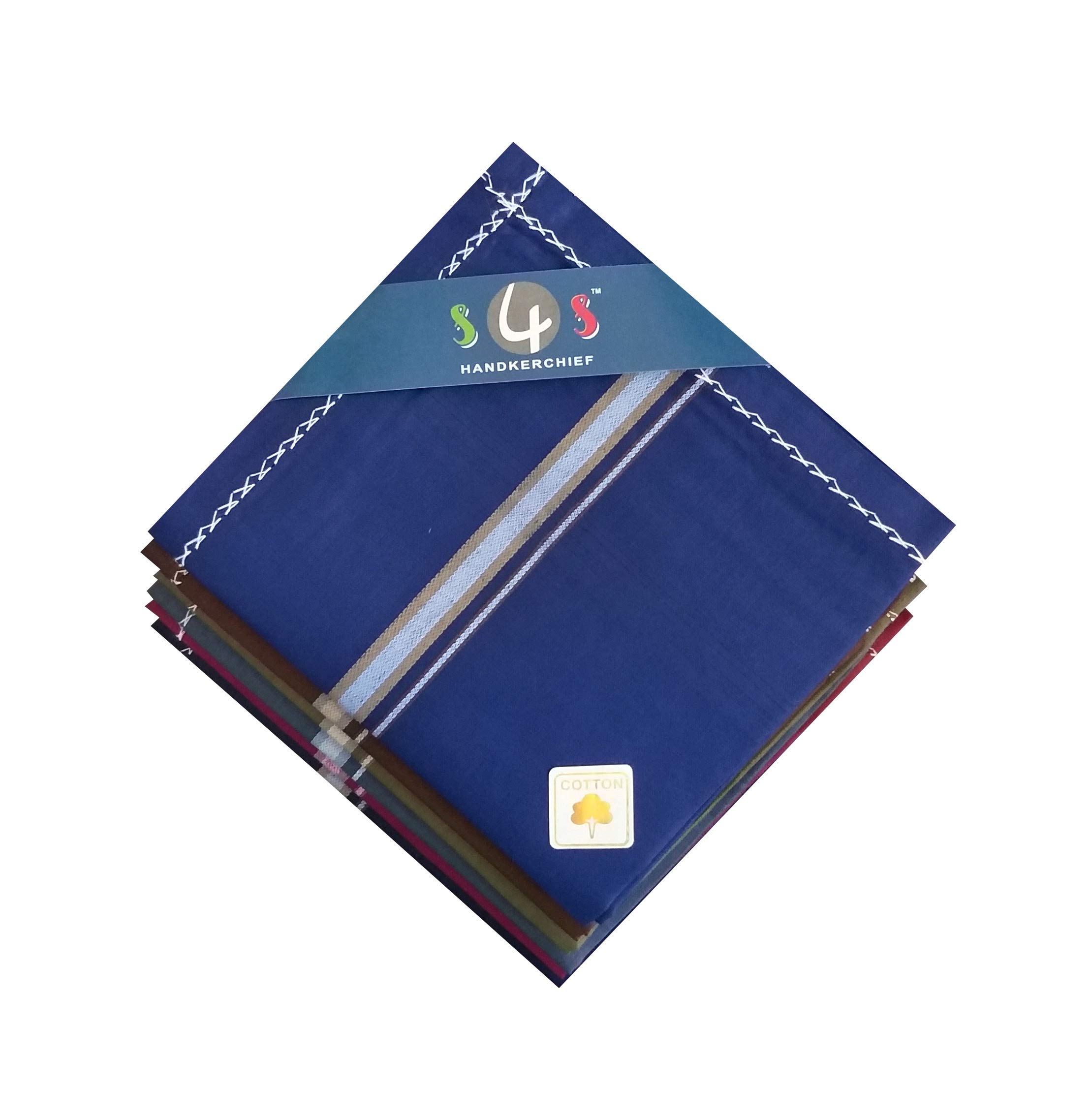 s4s 100% Cotton Premium Handkerchiefs for Men (Dark Color Assorted_48CM X 48CM)-picture-44