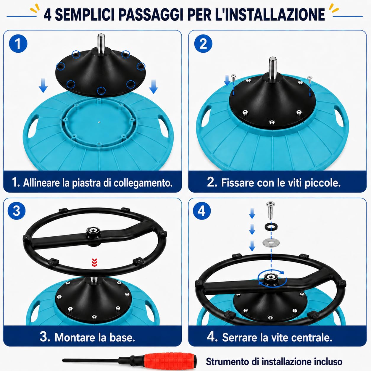 TopHomer Sedia per bambini con funzione di equilibrio, girevole a 360°, sensoriale, per autismo e ADHD, sollievo dalla cinetosi, con maniglie di sicurezza e base stabile, sedia per attività per