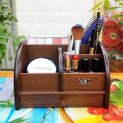 Miniatura 4 de Caja de almacenamiento de control remoto de madera con cajón delgado para el hogar y la oficina organizador de escritorio bolígrafo/portalápices