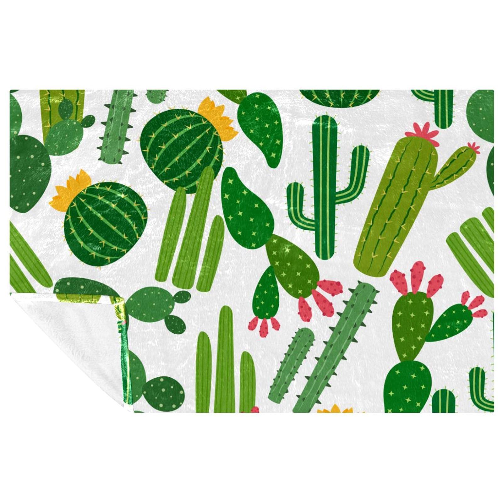 Couverture de lit en maille douce motif cactus finitions de qualité