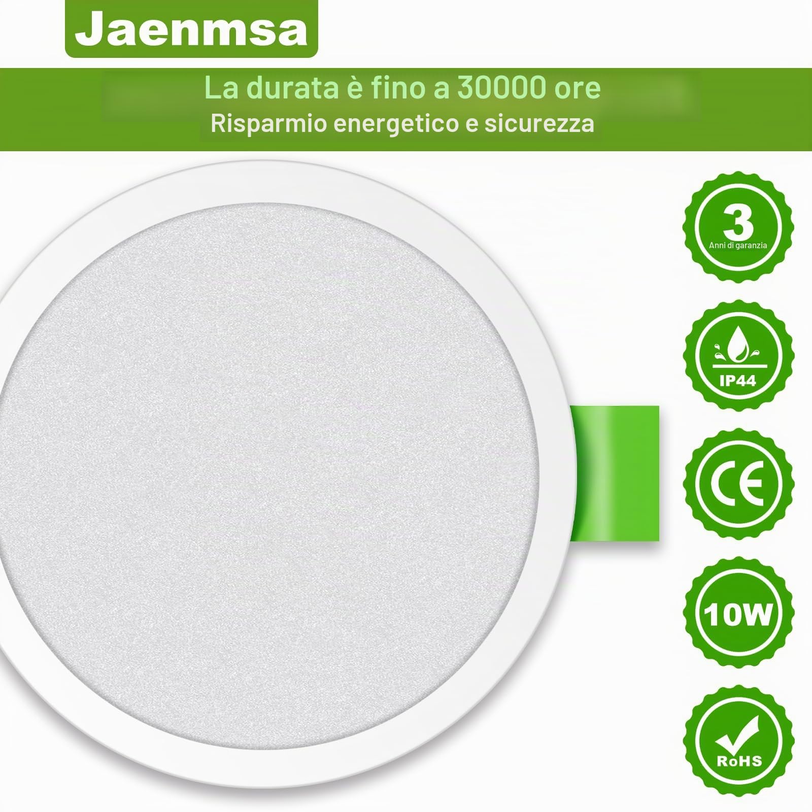 Faretti Led da Incasso per Cartongesso 230V, 10W Foro Φ 95-105mm, IP44, Non Dimmerabile, Faretti LED Soffitto, Bianco Neutro 4000K, Set di 12