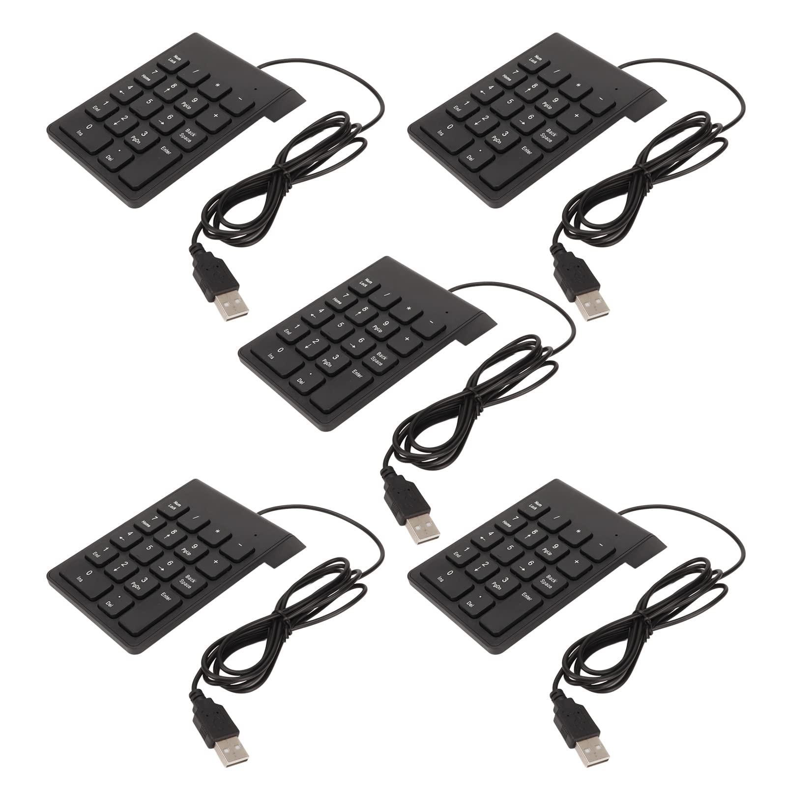 Acouto Przewodowa Klawiatura Numeryczna 18 Klawiszy Ergonomiczny Interfejs USB Typu Plug and Play Ciche Pisanie Klawiatura Numeryczna do Komputera Stacjonarnego Laptop 5 Sztuk Zmniejsza Obciążenie