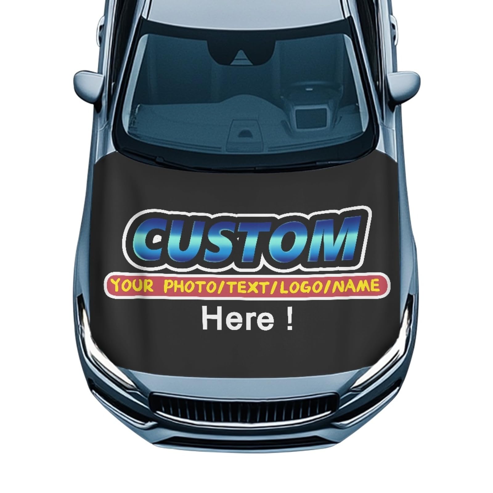 Customized Car Hood Cover All-Season Protection Car Hood Cover Protector Stretch Polyester Fabric Cover Removable Automotive Accessories Ft Fits Most Cars