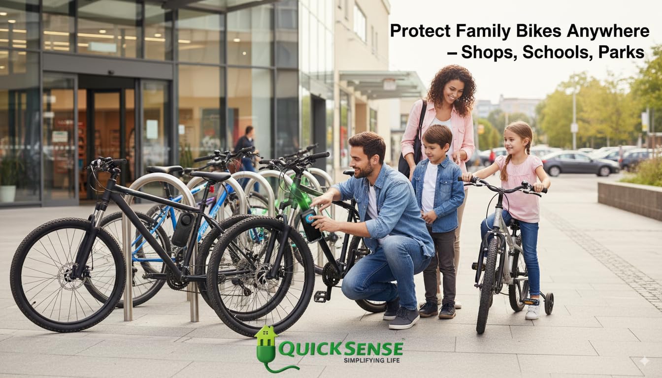 Quick Sense Wireless Bike Alarm 113dB | Anti-Theft Vibration Sensor with Remote | Adjustable Sensitivity & Volume | IP55 Waterproof Motion Alarm for Bicycle, E-Bike, Scooter, Motorcycle | (Pack of 1) 1