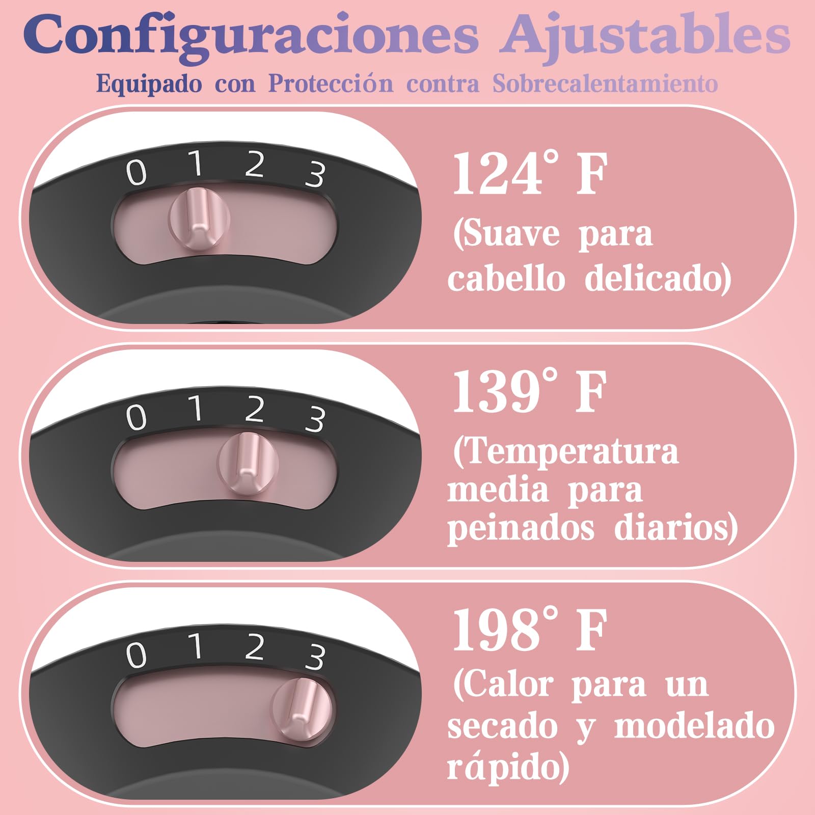 Difusor Pelo Rizado Profesional 2 en 1, 1700-2000W, 3 Temperaturas/2 Velocidades, Iones Negativos