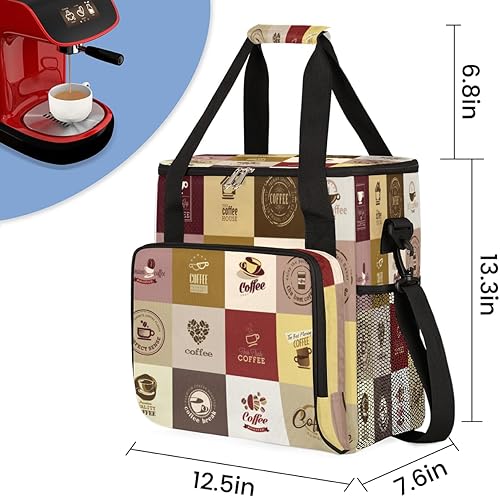 Miniatura 2 de Juego de iconos de café, bolsa de transporte de viaje, bolsa de almacenamiento compatible con Keurig K-Mini o Plus, portátil, con bolsillos para