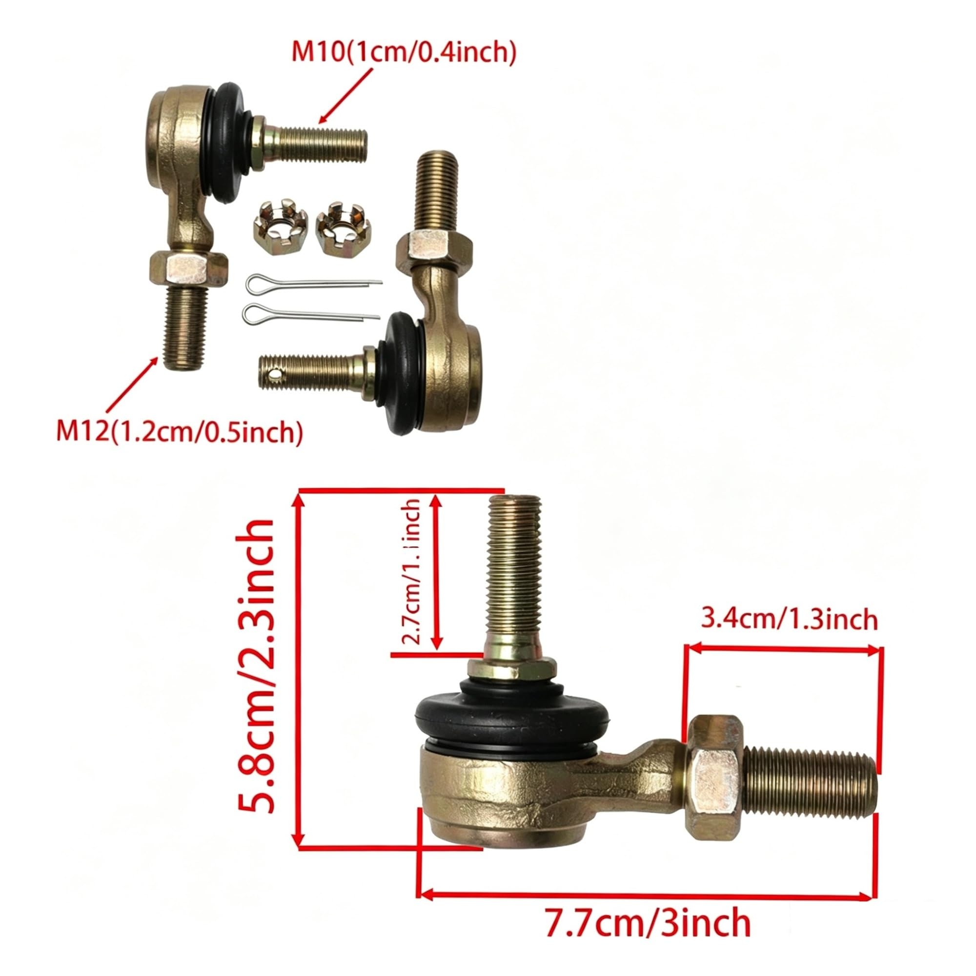 Rotule D'extrémité De Biellette Direction Vélo Quad, Adaptée Au Buggy Go Kart M10