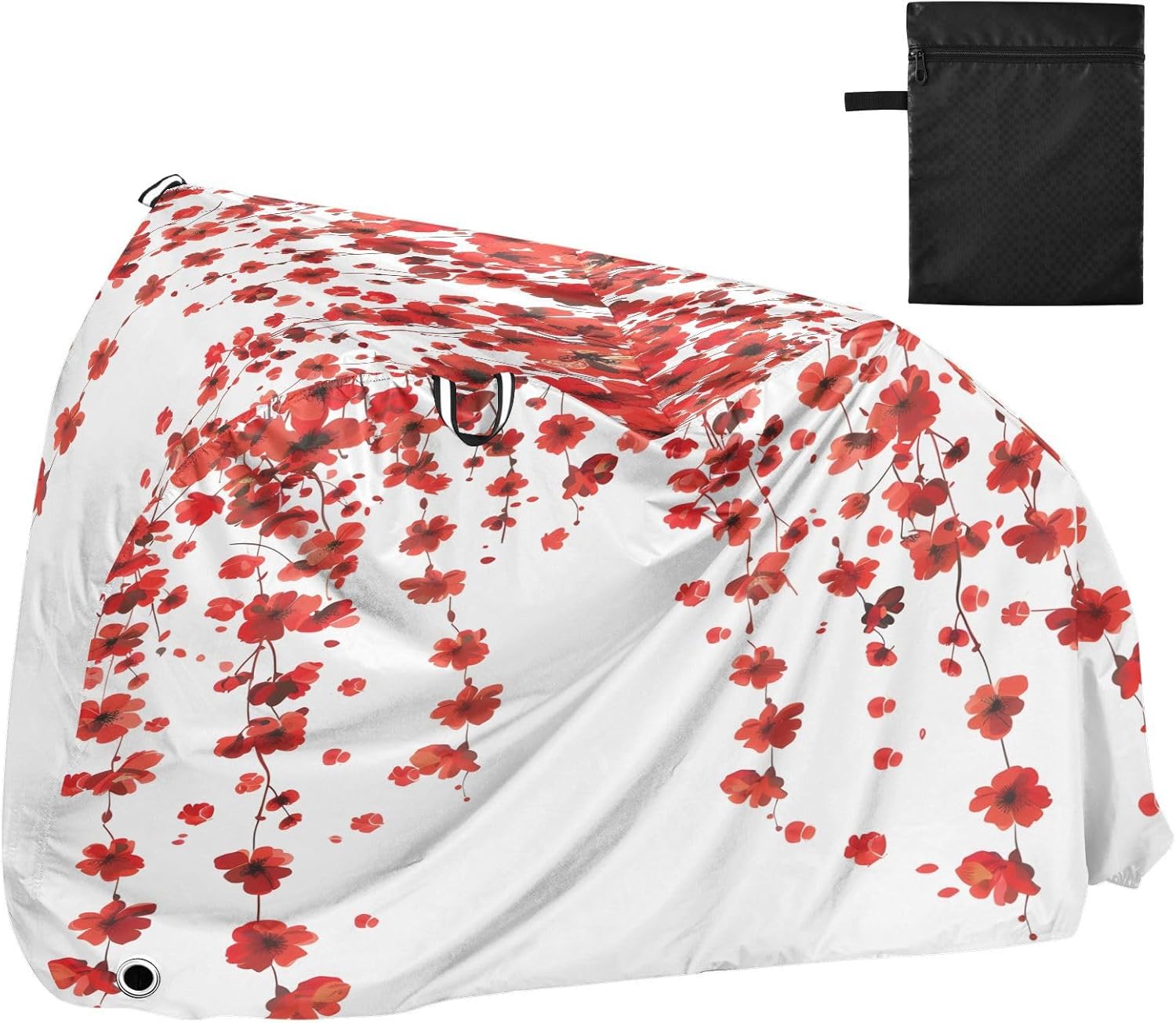 ALAZA Red Cherry Blossom Flowers Bike Cover Waterproof Outdoor Ebike Bicycle Covers Tarp Protection for 1/2 Bikes, Sun UV Dust Wind Proof
