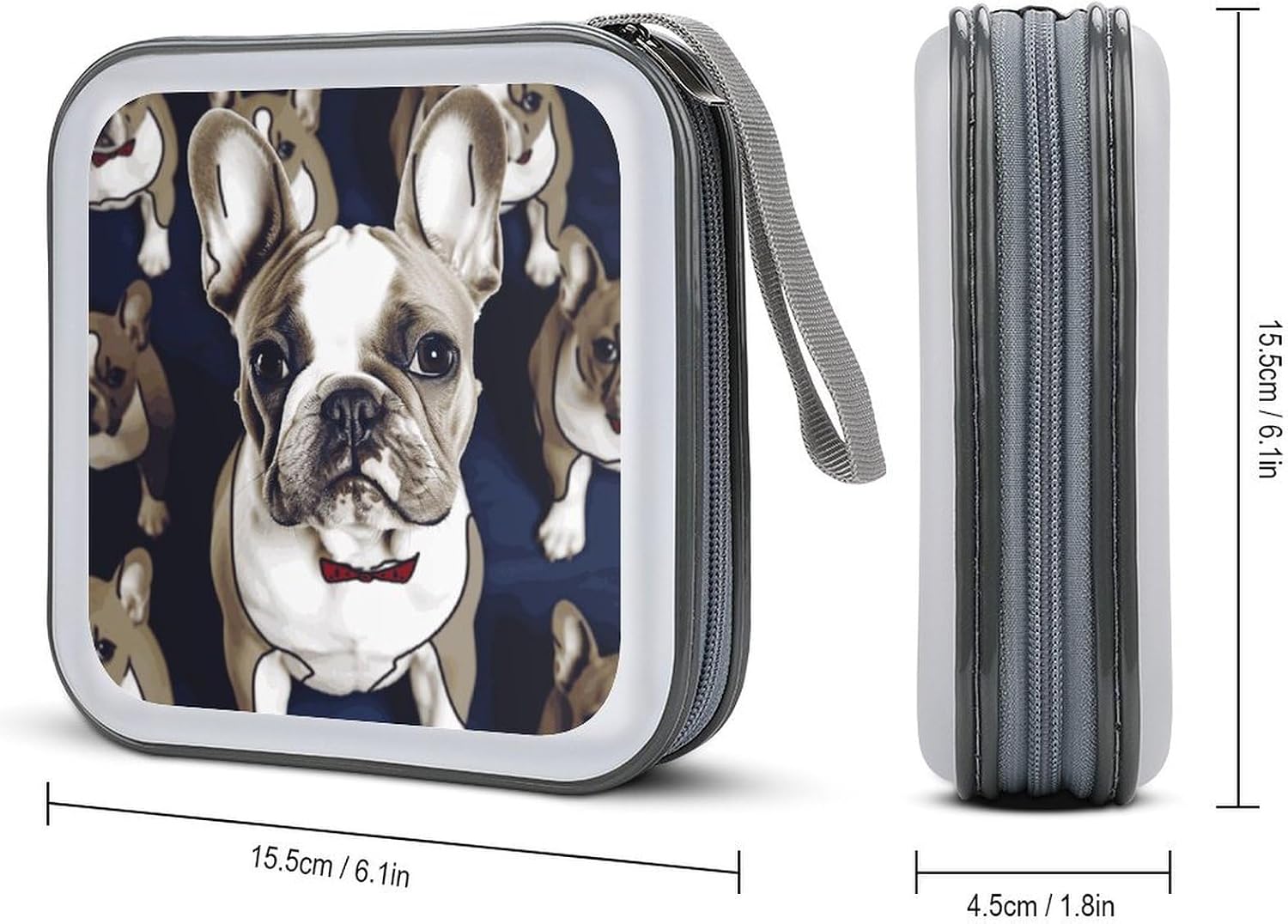 Cute French Bulldog CD Case CD Storage Box DVD Sleeves