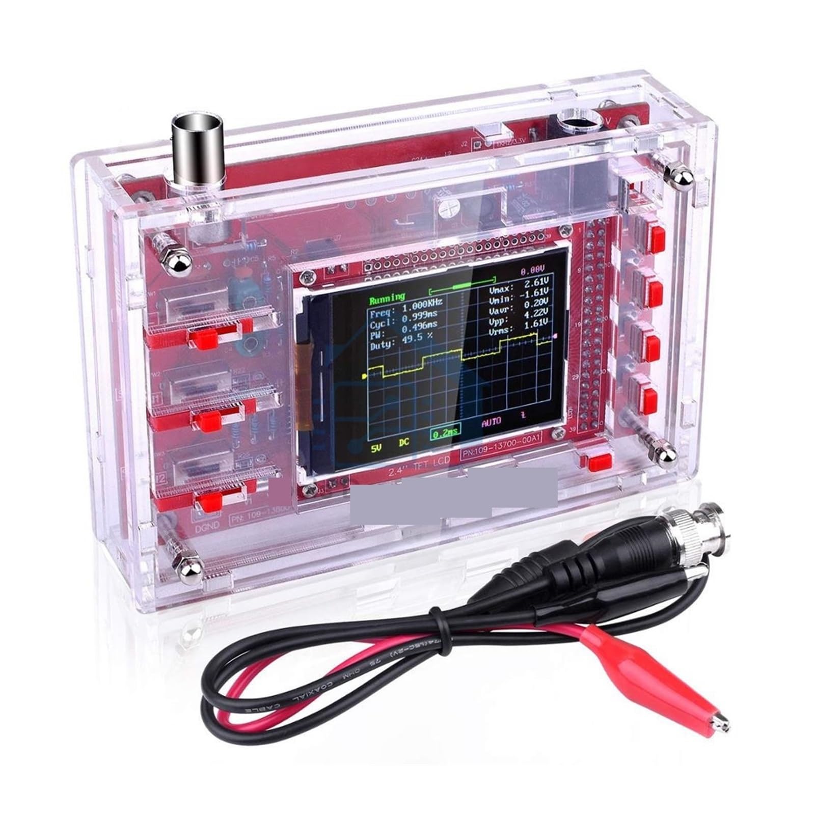 Pantalla LCD TFT de osciloscopio Digital Completamente ensamblada de 2,4 "con Clip de Prueba de sonda for osciloscopio portátil DSOO138,Análisis Profesional