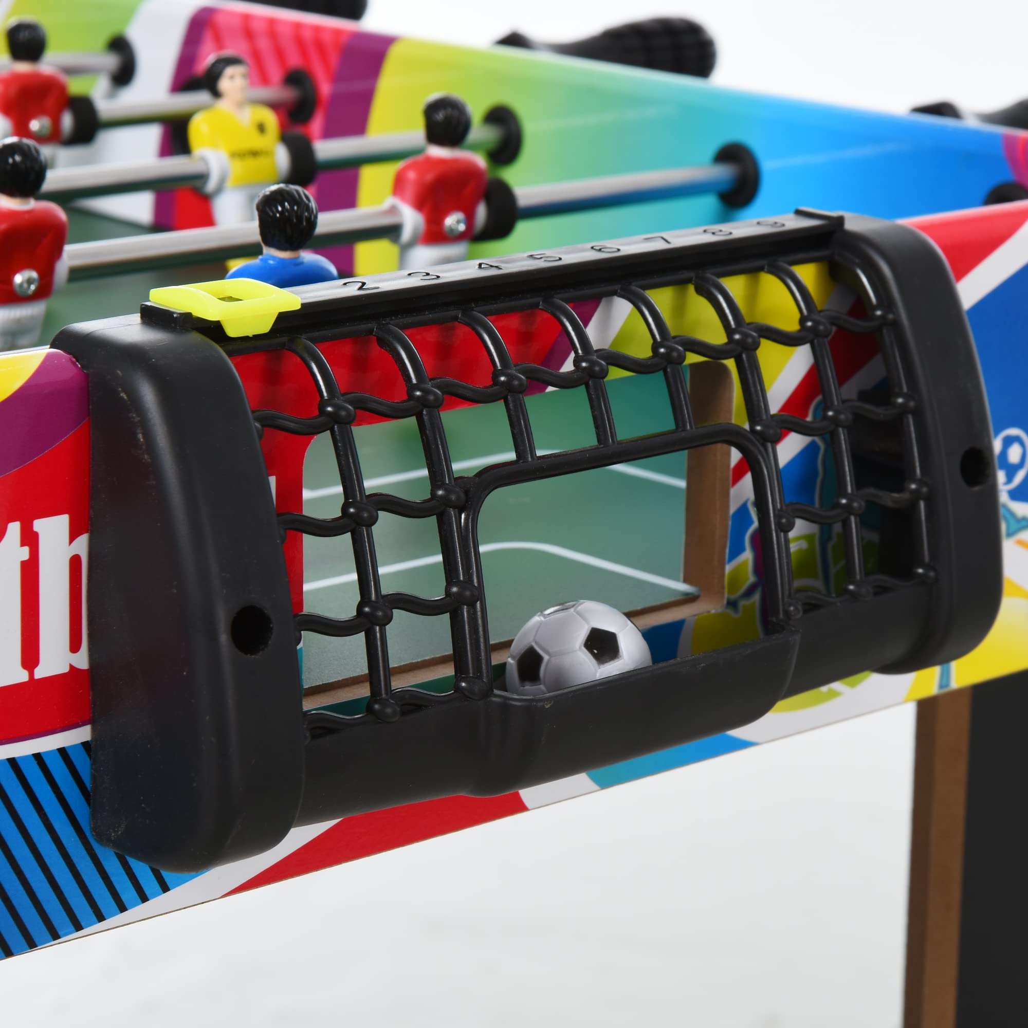 HOMCOM Calcio Balilla Classico con 2 Palline e 2 Tabelloni Segnapunti, Tavolo da Gioco in MDF, Acciaio Inox e Plastica, 86.5x43.5x63 cm, Multicolore