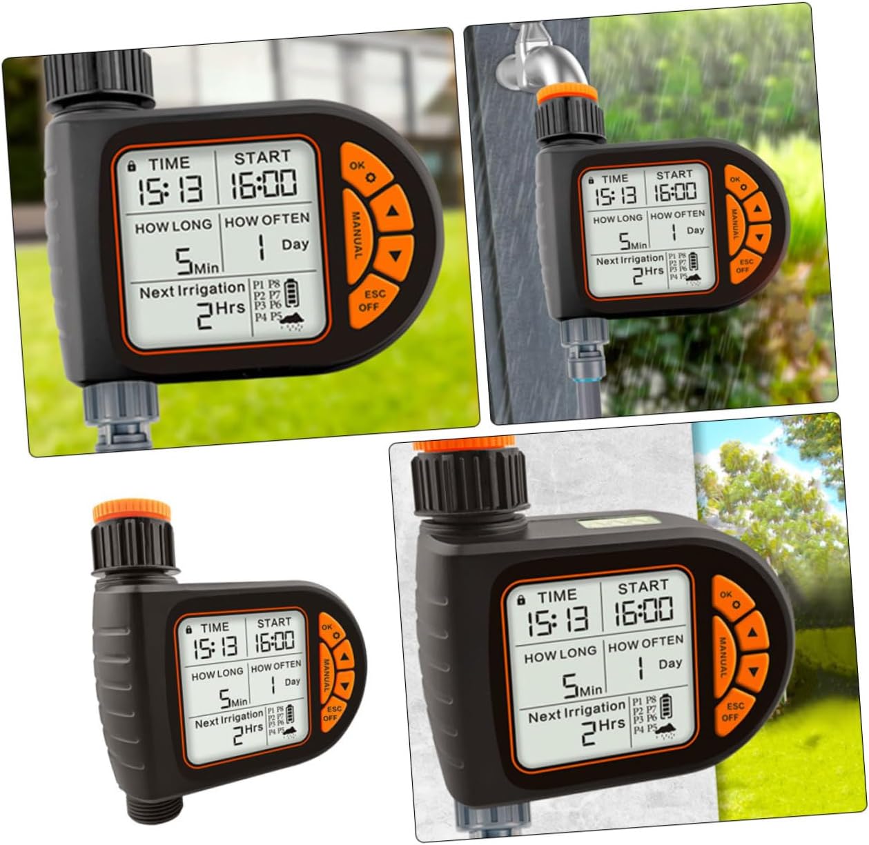 Yardwe Outdoor Digital Watering Timer Controller for Efficient Garden Irrigation Automatic Sprinkler System for Balconies Lawns Battery Not Included