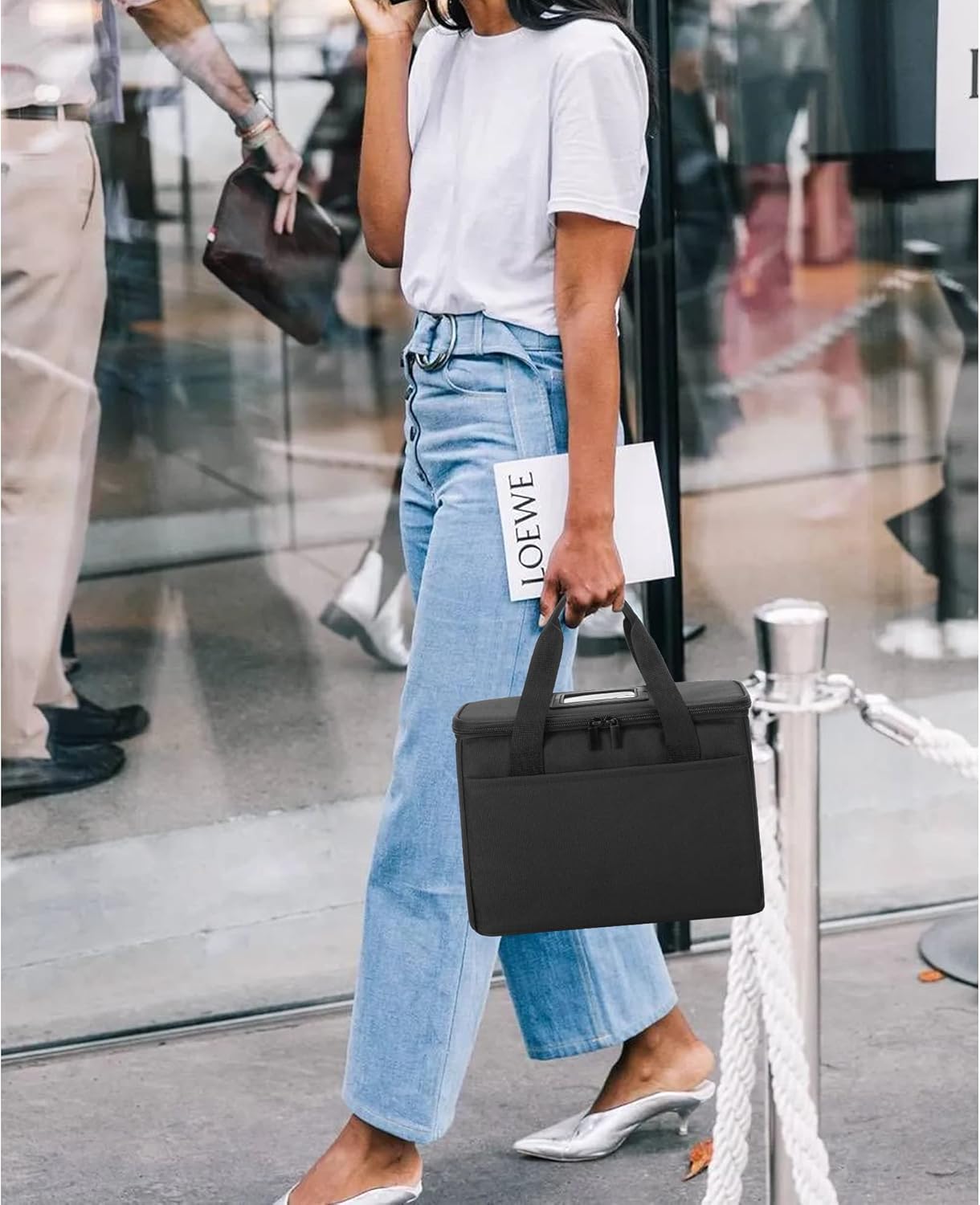 Trunab Reusable 3 Cups Drink Carrier for Delivery with Adjustable Dividers, Insulated Drink Caddy Holder Bag for Take Out, Beverages Carrier Tote with Handle for Outdoors, Patented Design, Black - Image 6