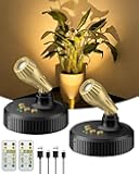 Floarligso LED Spotlight Indoor with Remote | 6500mAh Rechargeable Battery Wireless Uplighting Indoor | Timer & Remote Dimmable | Easy Install for Home Decor, Artwork, Plants (2 Pack)