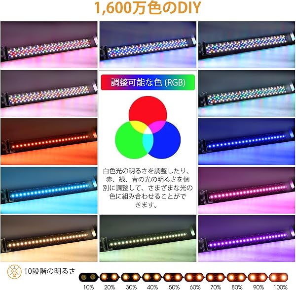 hygger 水槽ライト LED 45-60cm水槽対応 6タイマー付き 昼夜24時間自動オン/オフ 明るさ調節可能 スイッチ 淡水適応 伸縮可能 18W - 4