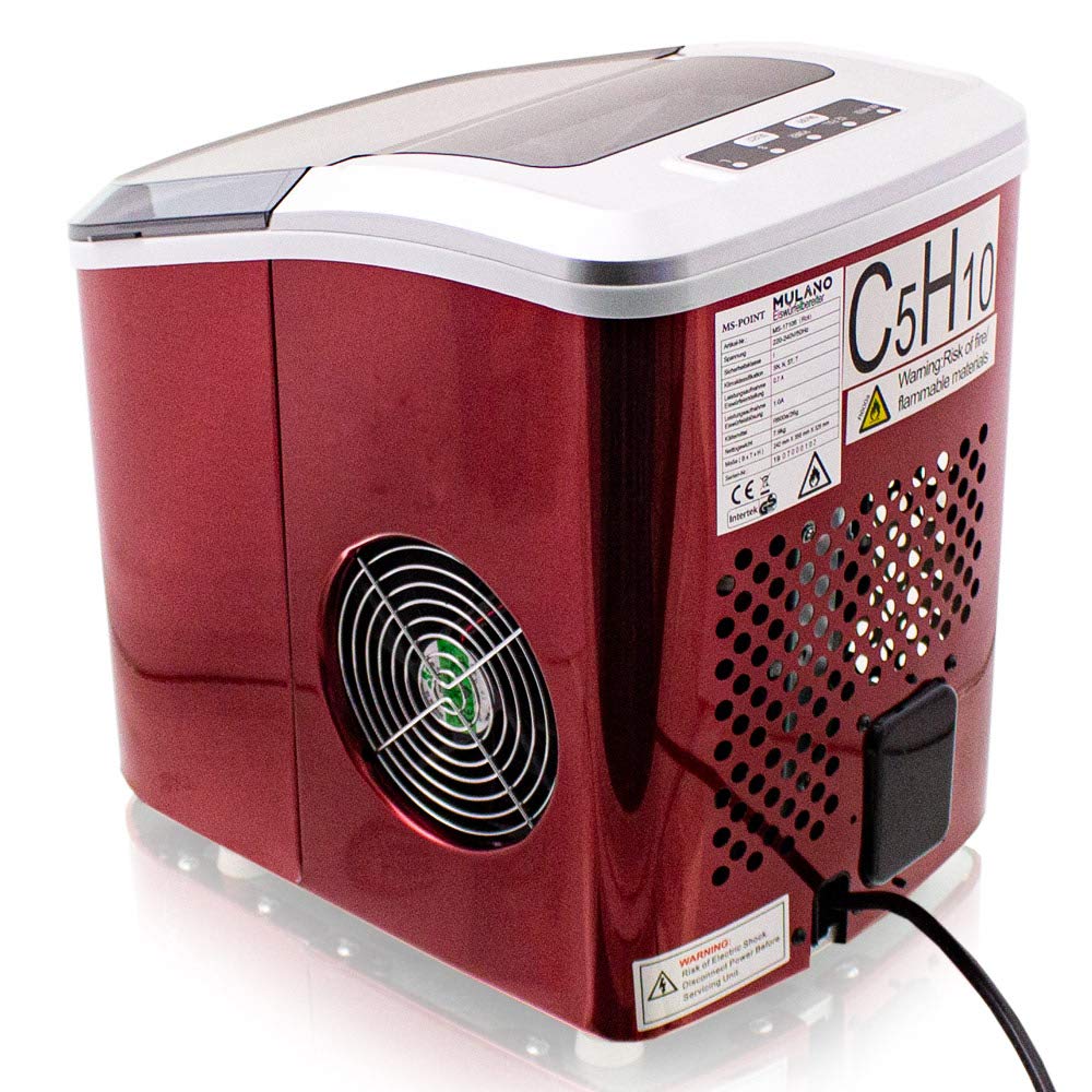 Eiswürfelmaschine Edelstahl Eiswürfelbereiter Eiswürfel Ice Maker Eis Maschine Icemaker (Rot)