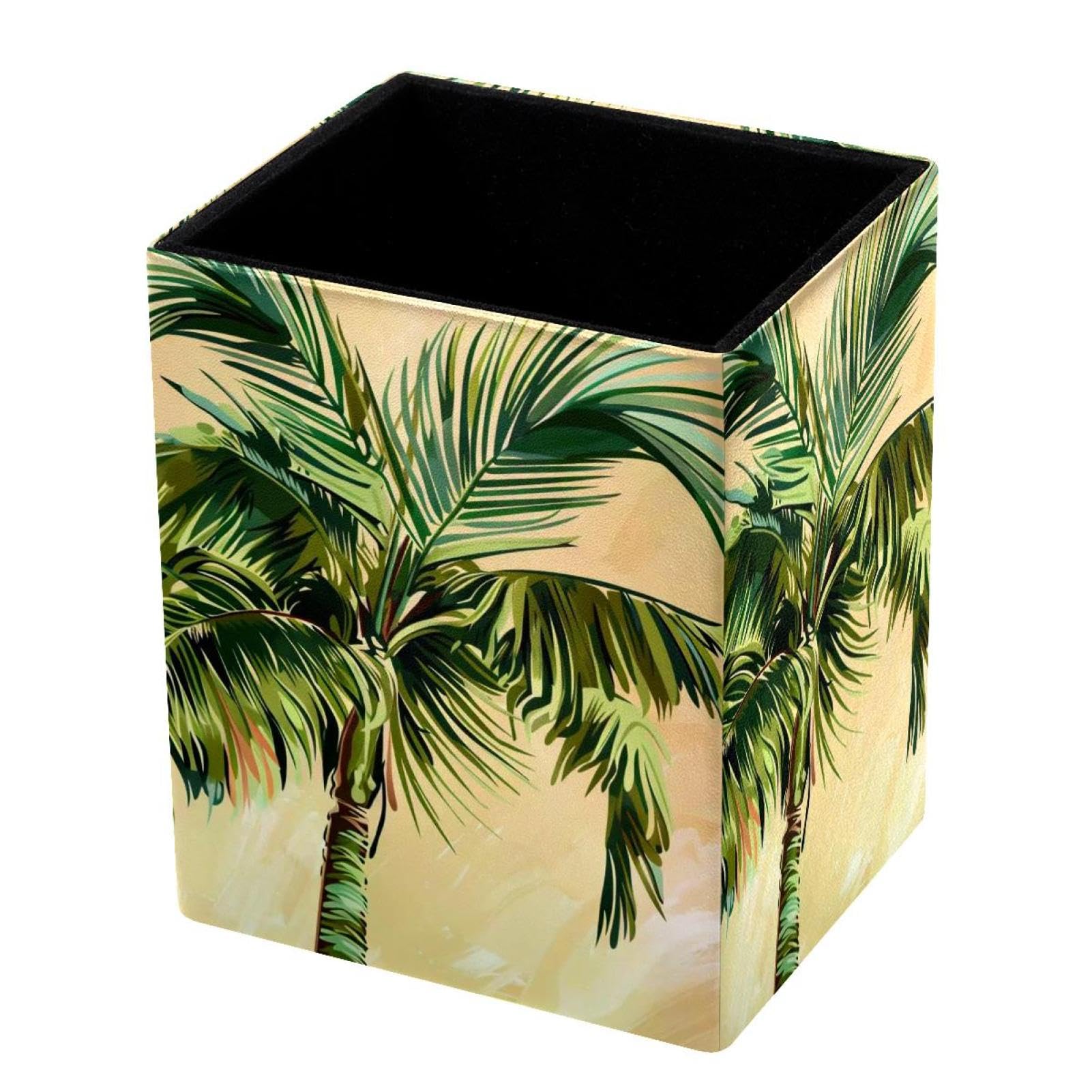VAPOKF Pencil Holders for Desk, Tropical Palm Printed Pen Holders Pen Pot Makeup Brushes Storage Desktop Stationery Supplies Organiser for Home Office