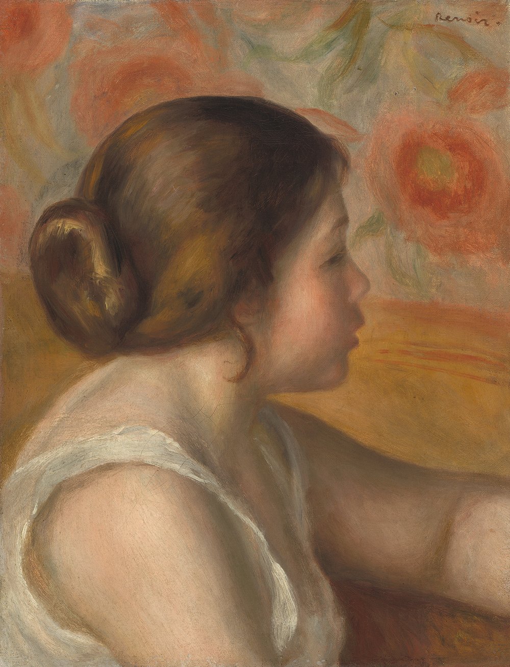Impression Renoir Tete d'une Jeune Fille - Grand format affiche décoration matte