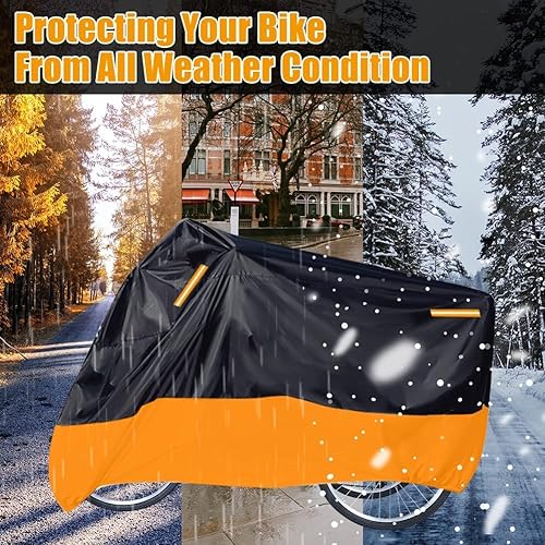Miniatura 3 de Premium Adult Tricycle Cover, Universal for All 3 Wheel Bike Motorcycle Outdoor and Indoor Cover Storage (104" x 43.3" x 49") (Black & Orange, 210D)