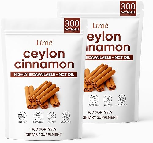 LIRAE Canela de Ceilán, Ceilán canela suave 7200 mg, con aceite MCT, extracto de hierbas altamente biodisponible para energía, apoyo cardíaco y