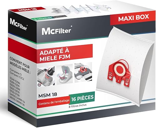 McFilter I 16 sacs à poussière compatibles avec Miele FJM…