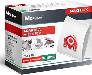 I 16 Vacuum Cleaner Bags Compatible with Miele FJM Series S2 S3 S4 S5 S6 S7, Complete C1, Compact C1/C2 I Vacuum Cleaner Bags with 8 Self-Locking Filters I MAXI BOX