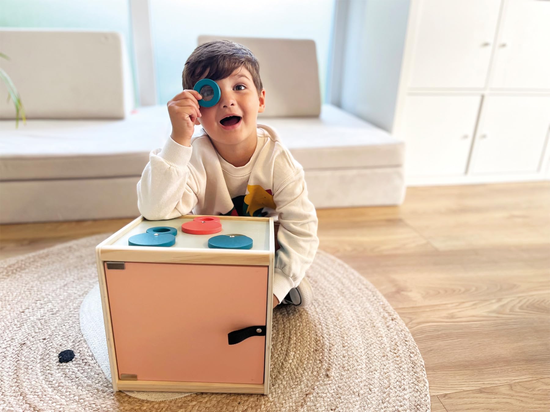 Boîte Tactile Sensory Small Foot Voir Écouter Sentir Toucher Bois 3 Ans