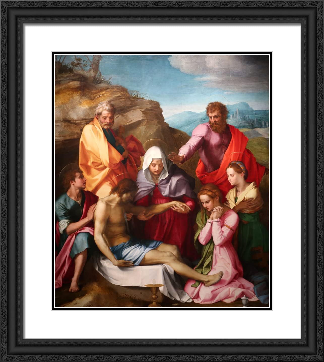 ArtDirect Del Sarto, Andrea 20x22 Black Ornate Framed Art Print with Double Matting Titled: Pieta with Saints