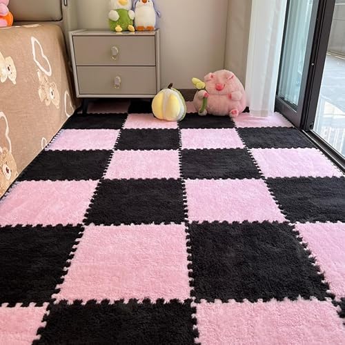 12Pcs Interlocking Plush Carpet Tiles,12"x 12" 