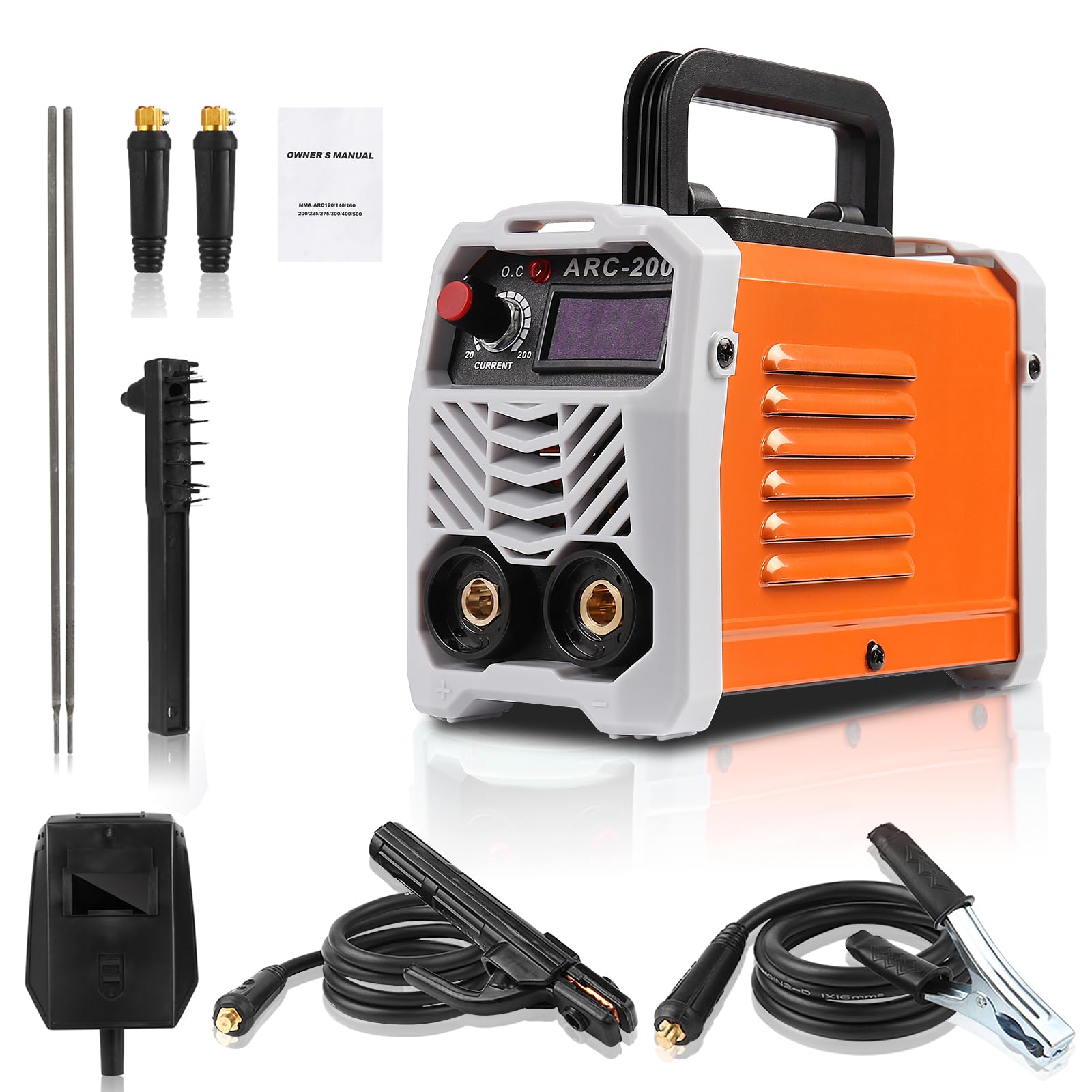 Tobewan Mini Welder Machine 110V ARC200 Stick Welder Portable Welding Machine, Welding Cable, Slag Hammer Home Portable DIY 110V (Orange)