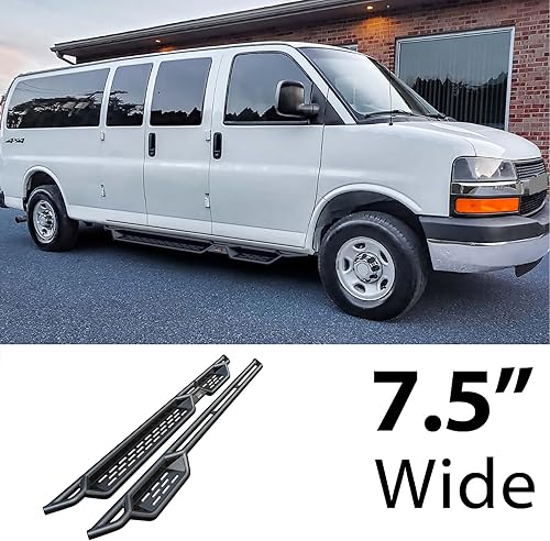 Miniatura 2 de HD Ridez Estribos de estilo desplegable compatibles con Chevy Express GMC Savana 1500 2500 3500 2003-2023 camioneta de tamaño completo