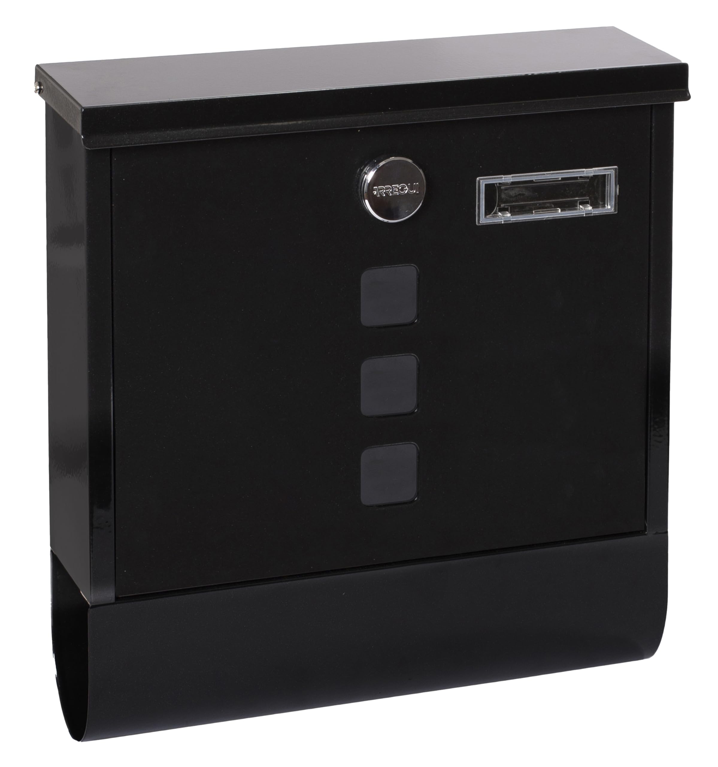 ARREGUI Chance E7004 Galvanised Steel Letter Box with Newspaper Holder, Size M (DIN A4), Black