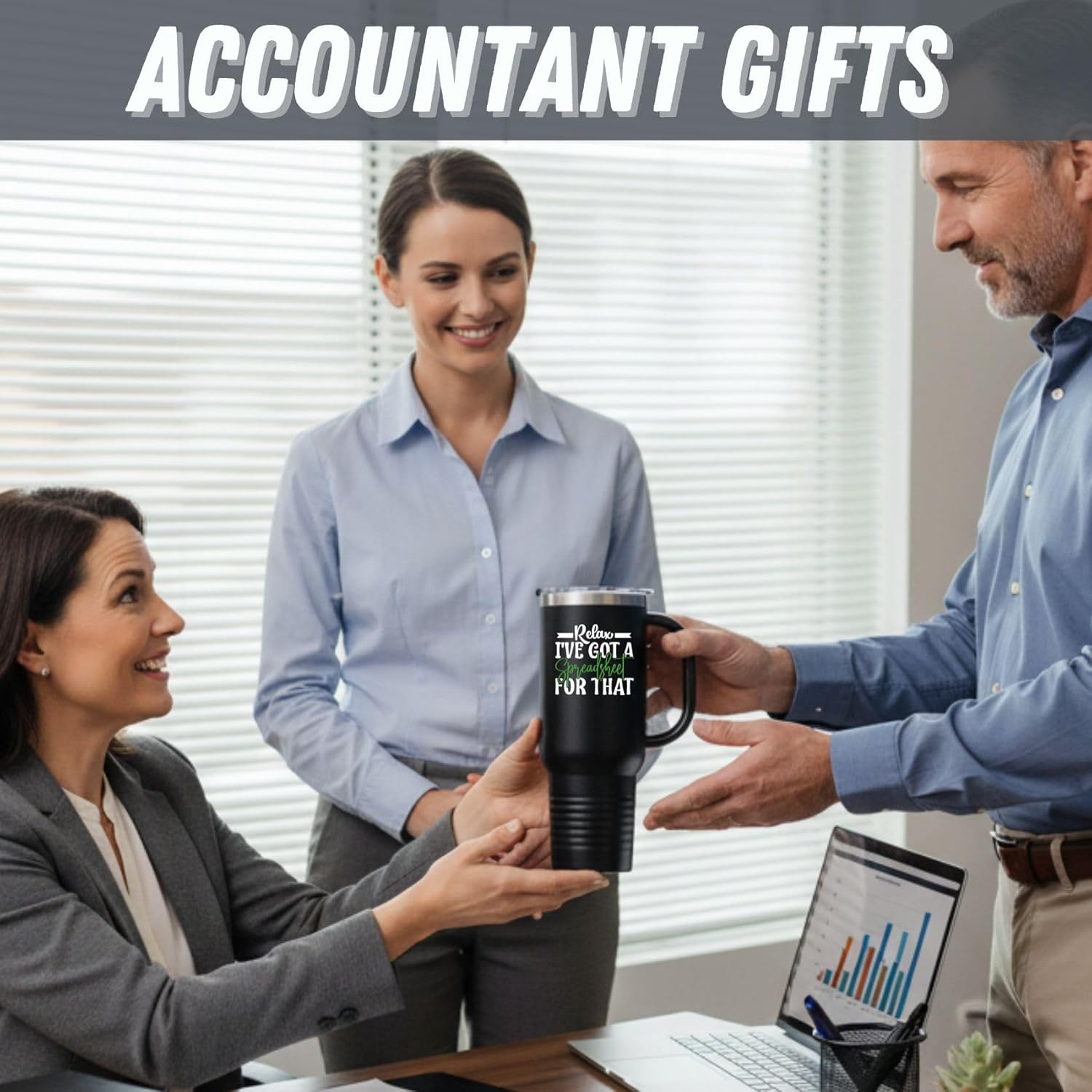 Onebttl Accountant Gifts Tumbler, Accounting Gifts for Women & Men, Funny Stainless Steel Tumbler 40oz with Handle - Image 6