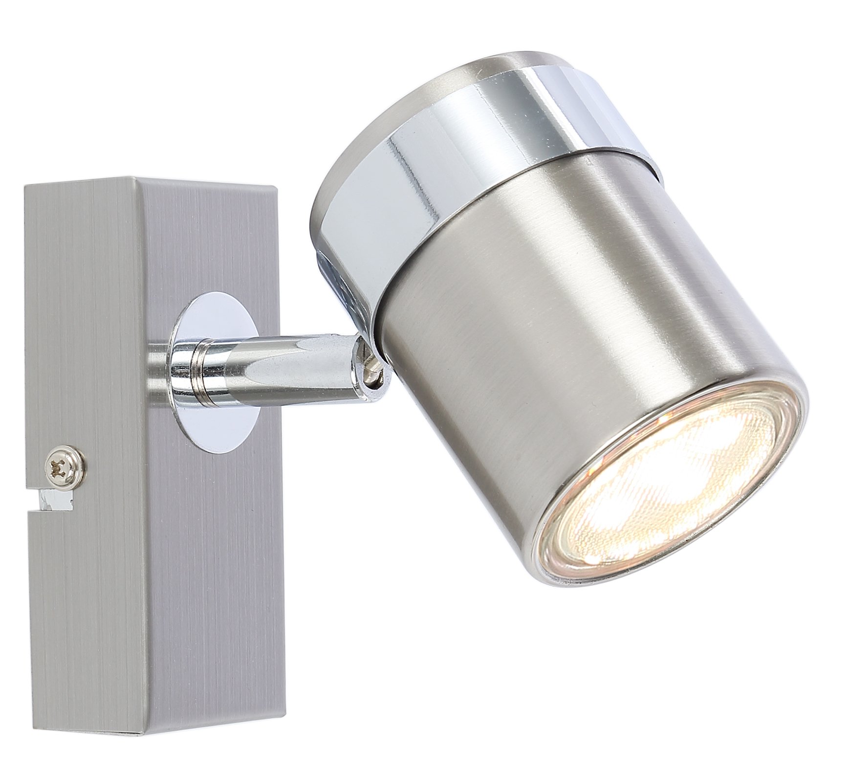 UKEW Modern Adjustable Single Wall Spotlight - Indoor GU10 Round Decorative Ceiling Lights - Stylish Lightings for Bedroom Lounge Living Room (Satin)