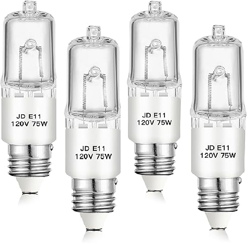 Paquete de 4 bombillas JDE11, bombillas halógenas de 120 V 75 W, bombilla T4 Mini Base JD E11, regulable 2700 K blanco cálido (bombilla LED E11 de