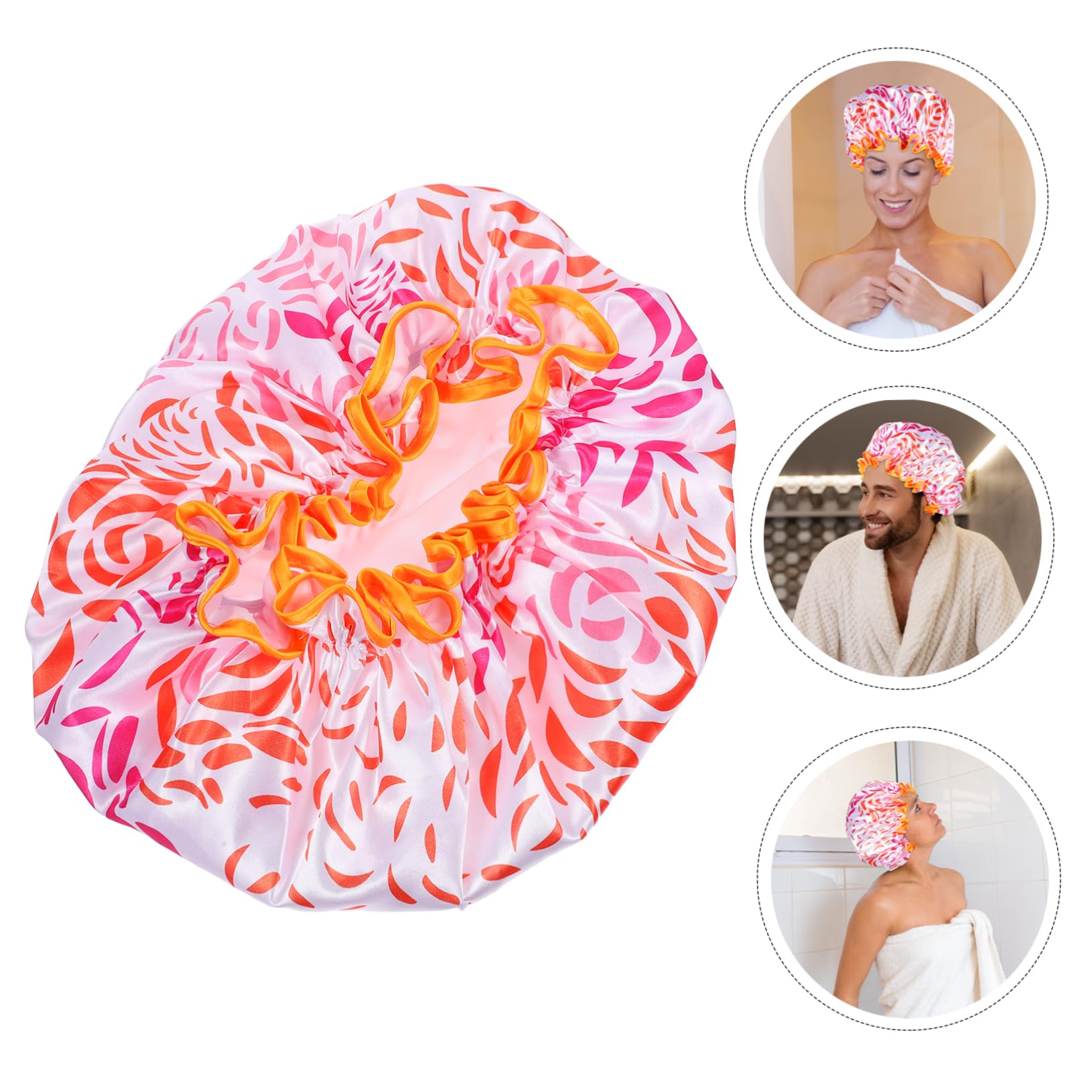 Bonnet de Bain en Satin Double Couche Orange pour Femmes