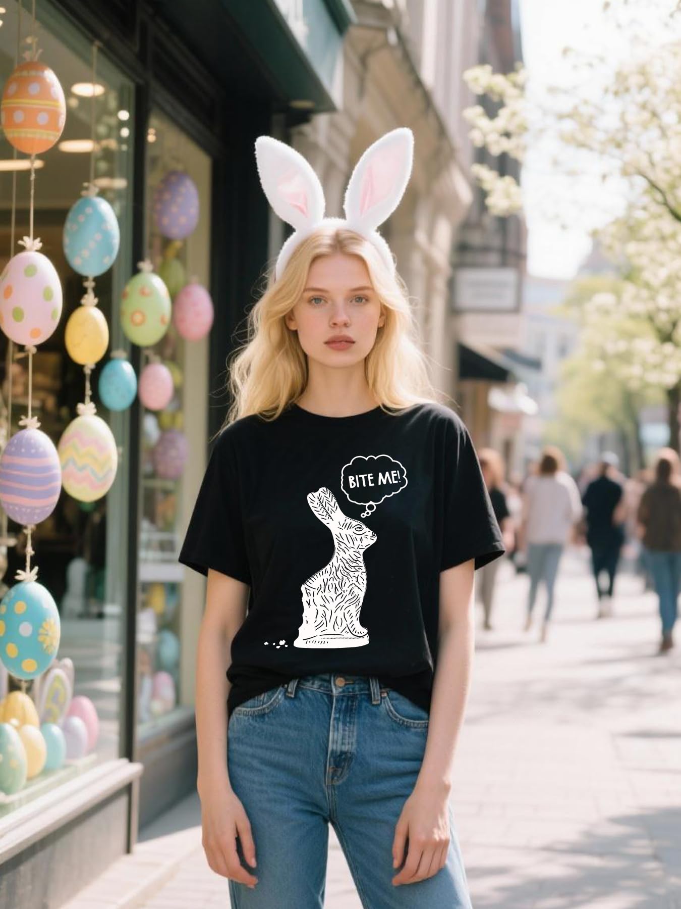 Easter Shirts for Women Floral Bunny Graphic T Shirt Cute Easter Eggs Spring Casual Short Sleeve Tee